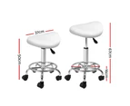 Artiss Salon Stool Saddle Swivel Chair White