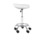 Artiss Salon Stool Saddle Swivel Chair White