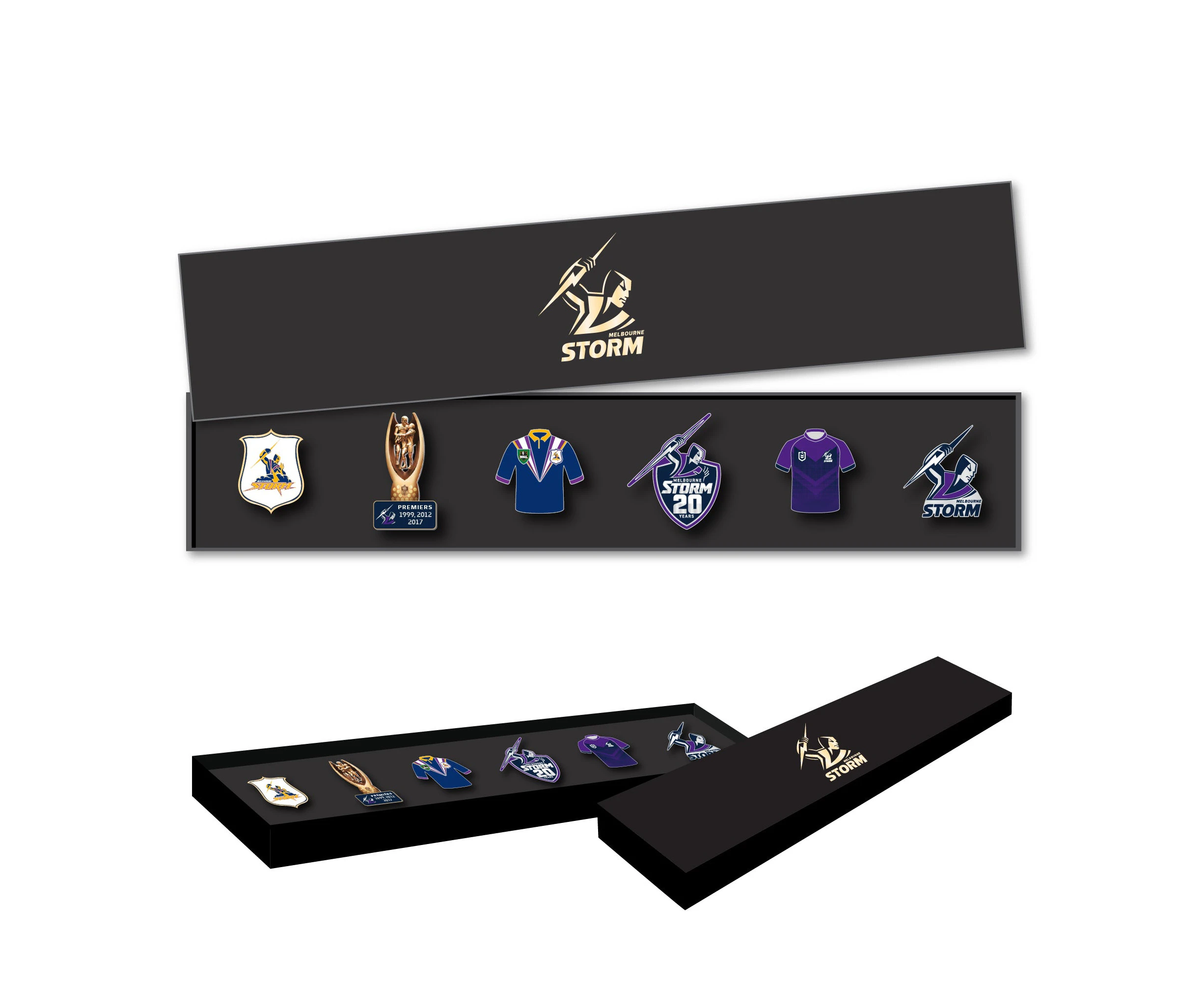 NRL Evolution Pin Set - History Logos - Melbourne Storm