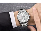 BENYAR Men's Watch 3ATM Luxury Brand Watches Stainless Steel Wristwatch Watch for Men-White