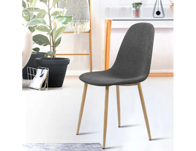 Artiss 4x Dining Chairs Armchair Fabric Seat Kitchen Cafe Modern Iron Dark Grey