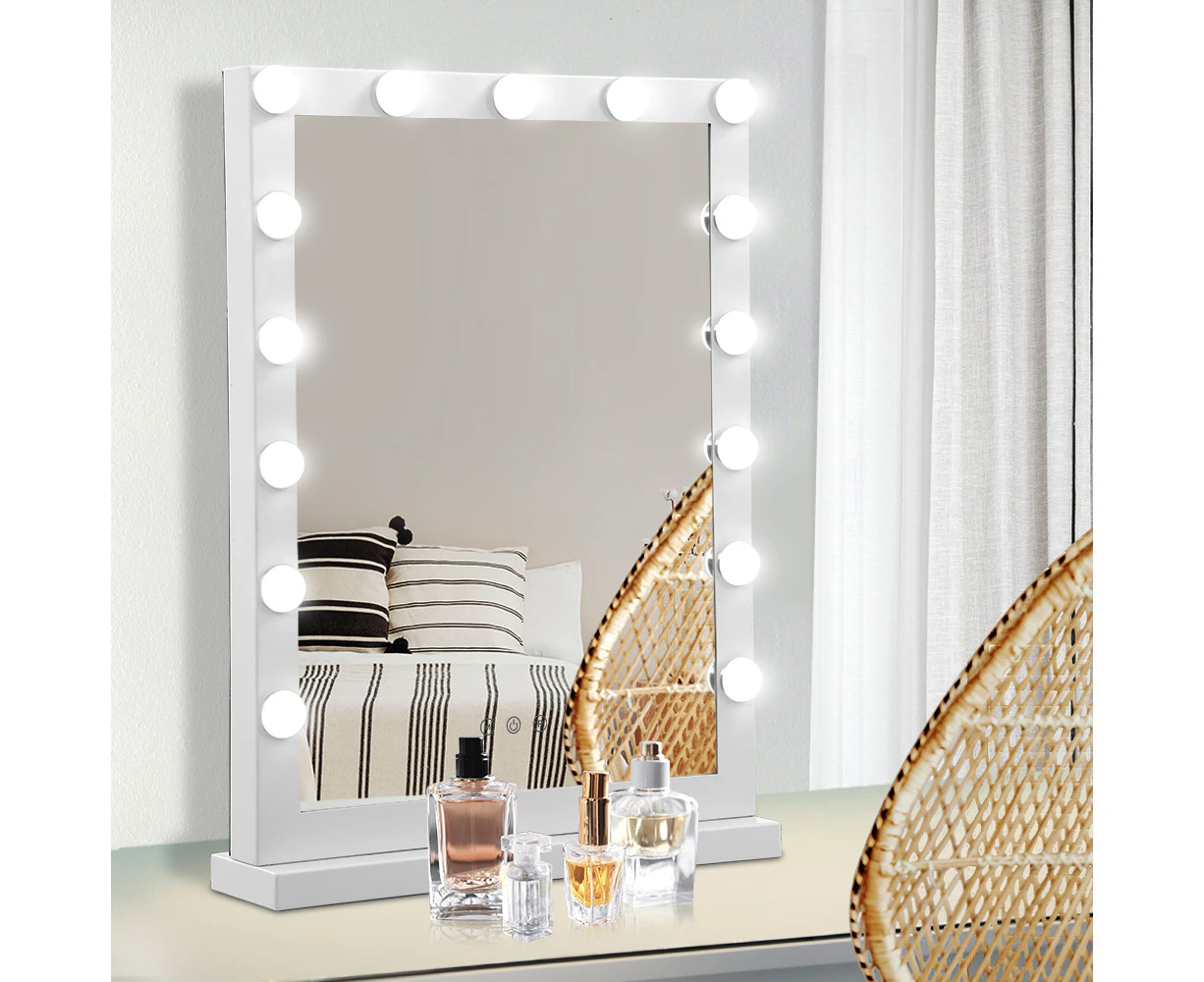 Embellir Makeup Mirror 43x61cm Hollywood Vanity with LED Light Tabletop White