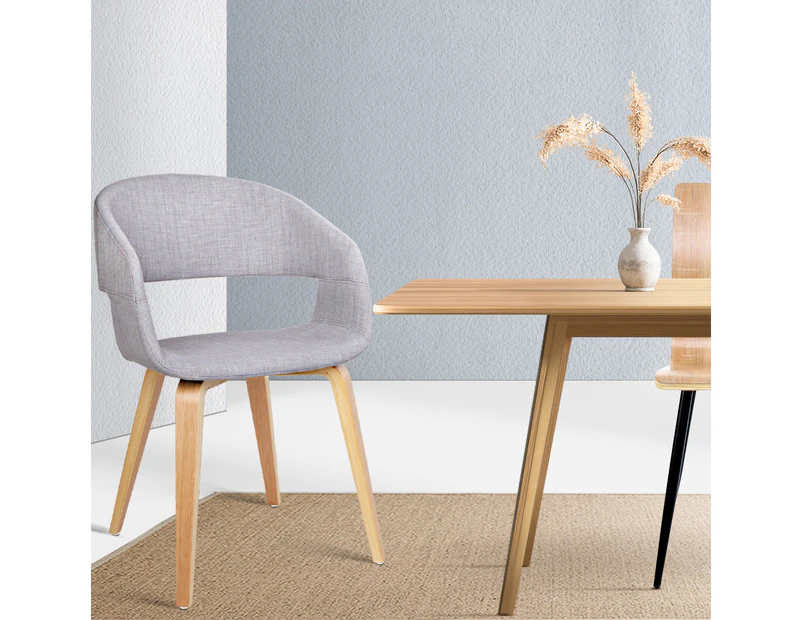 Artiss Dining Chairs Armchair Set Of 2 Grey Fabric