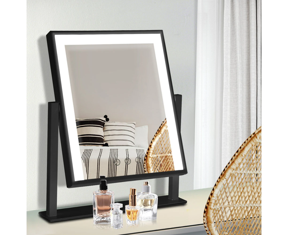 Embellir Makeup Mirror 25x30cm Hollywood Vanity with LED Light Rotation Black