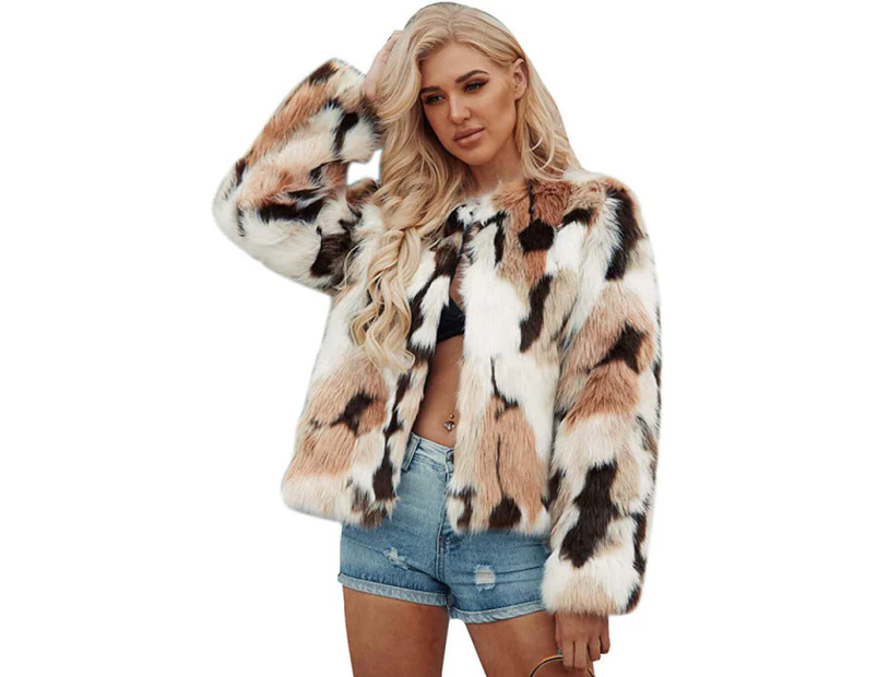 Lookbook Ladies Faux Fur Jacket Fashion Winter Cardigan Cocktail Party Wear