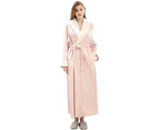 Lookbook Womens Winter Robe Soft Plush Warm Spa Long Bathrobe Pajamas-Pink