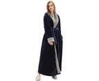 Lookbook Womens Winter Robe Soft Plush Warm Spa Long Bathrobe Pajamas-Navy Blue