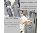 Lookbook Womens Winter Robe Soft Plush Warm Spa Long Bathrobe Pajamas-Grey