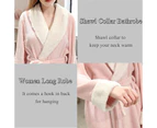 Lookbook Womens Winter Robe Soft Plush Warm Spa Long Bathrobe Pajamas-Pink