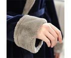 Lookbook Womens Winter Robe Soft Plush Warm Spa Long Bathrobe Pajamas-Navy Blue