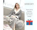 Lookbook Womens Winter Robe Soft Plush Warm Spa Long Bathrobe Pajamas-Grey