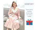 Lookbook Womens Winter Robe Soft Plush Warm Spa Long Bathrobe Pajamas-Pink