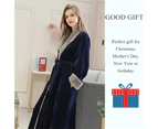 Lookbook Womens Winter Robe Soft Plush Warm Spa Long Bathrobe Pajamas-Navy Blue