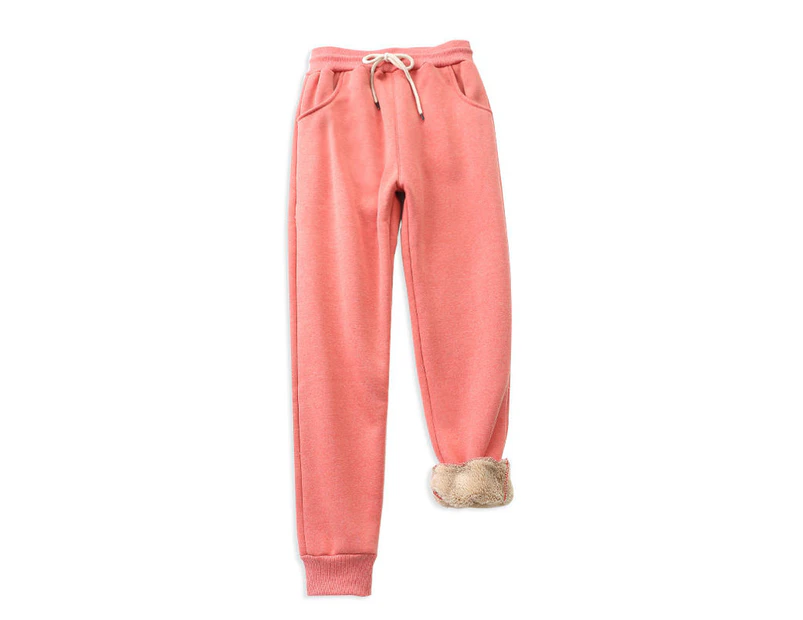 Lookbook Womens Warm Sweatpants Sherpa Lined Winter Athletic Jogger Pants-Watermelon Red