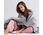 Royal Comfort Heated Faux Fur Throw Fleece Electric Blanket Washable Double-Side - Grey 160 x 130 cm Grey