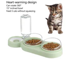 Dog Cat Bowls Automatic Pet Feeder Double Food Bowl with Automatic Water Bottle Bowl Detachable Small and Medium Dogs and Cats Use-PINK