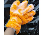 1 Pair Coral Fleece Five-finger Car Cleaning Washing Towels - Yellow