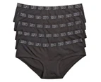 5 Pairs X Womens Rio Faves Boyleg Undies Underwear Black Cotton - Black