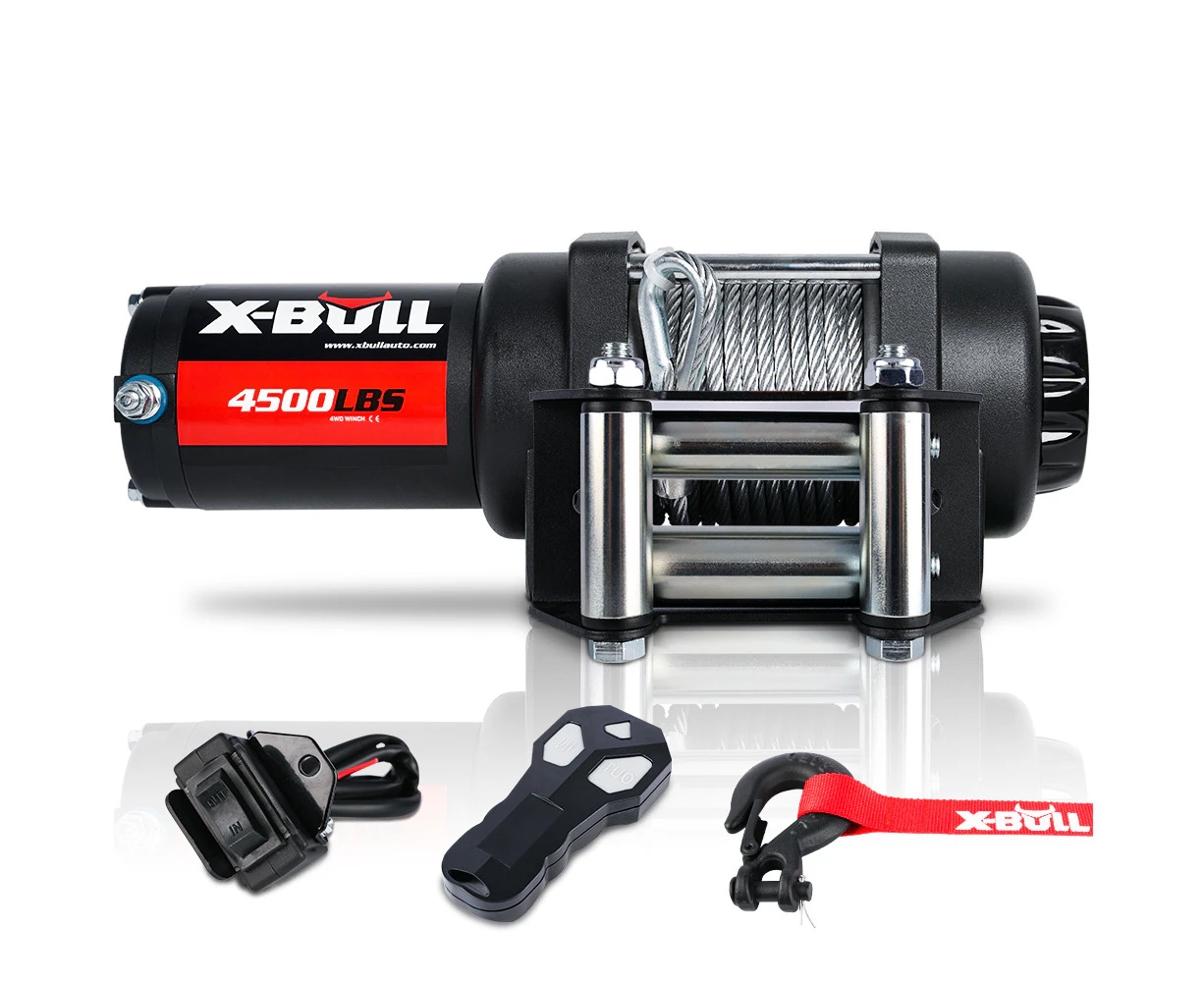 X-BULL 12V Electric Winch 4500lb Winch Boat Winch Steel Cable Wireless Remote 4WD ATV UTV Off-Road