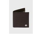 Furniq Genuine Leather, Weave Pattern Brown Trifold Wallet