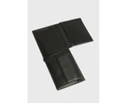 Furniq Genuine Leather, Weave Pattern Black Over Flap Wallet