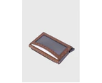 Furniq Genuine Leather, Weave Pattern Brown Card Holder