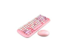 Classic Vintage Wireless Keyboard And Mouse Set In Blue/Pink/Green - Pink - Pink