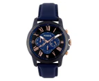 Fossil Men's 44mm Grant FS5061 Chronograph Leather Watch - Black/Blue