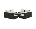 9 Piece Garden Lounge Set with Cushions Poly Rattan Black OUTDOOR