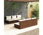 vidaXL 7 Piece Garden Lounge Set with Cushions Poly Rattan Brown