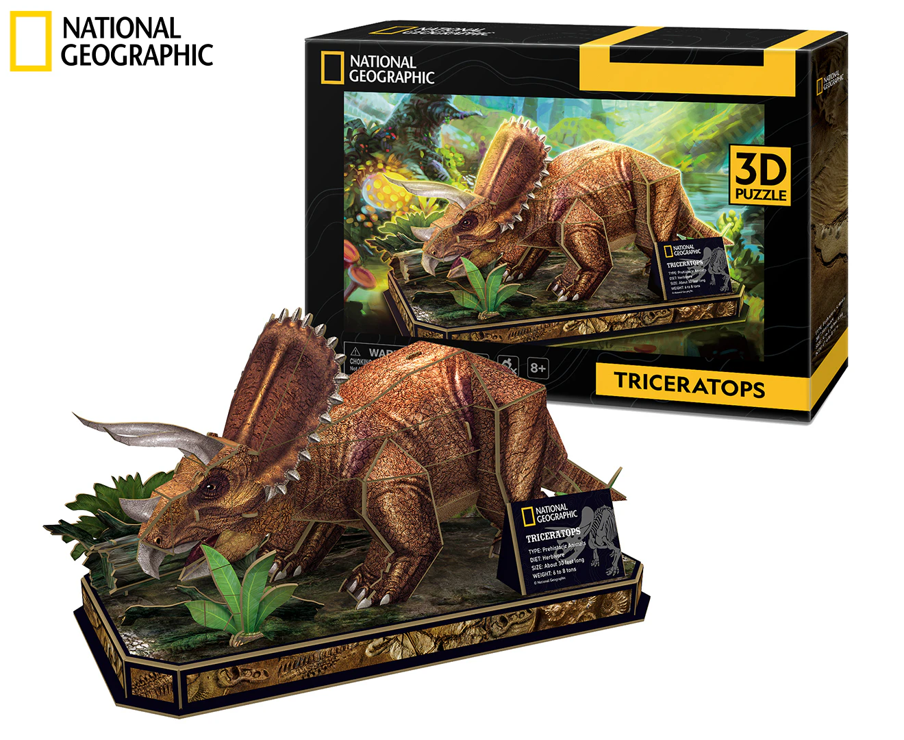 National Geographic Triceratops 44-Piece 3D Paper Model Kit