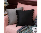 COZY LIFE Pack of 2 Velvet Soft Solid Decorative Throw Pillow Cover with Tassels Fringe Boho Accent Cushion Case for Couch Sofa Bed (Black)