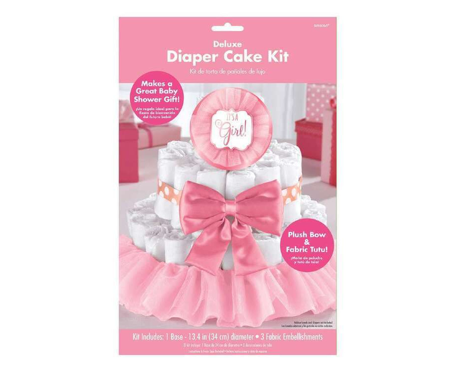 Baby Shower Party Supplies - Deluxe Diaper Cake Kit Pink