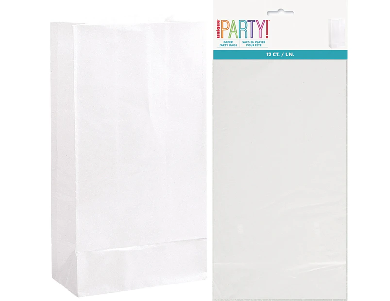 12 Paper Bags Treat Loot Lolly Wedding Birthday Party Favours Gift Bag Favor White