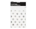 8 x Metallic Silver Dots Paper Treat Loot Lolly Bag Wedding Birthday Party Favours