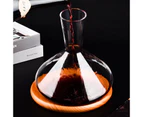 Red Wine Decanter Carafe Breather Hand Made Crystal Glass with Woodbase