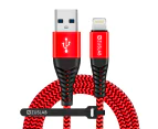 [1M+2M] ZUSLAB Nylon USB-A to Lightning Charging Cable for Apple iPad Mini 5 / Mini 4 / Mini 3 / Mini 2 / Mini Charger Cord - Red