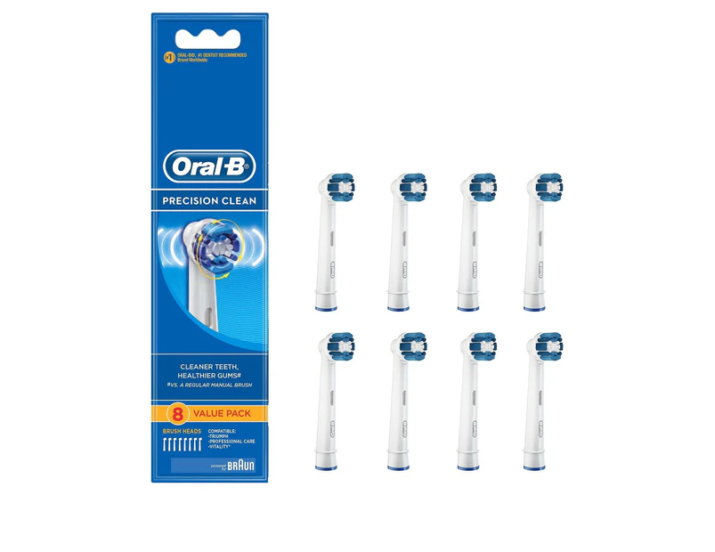 Oral-B PRECISION CLEAN Replacement Electric Toothbrush Heads Refills - 8 x Brush Heads - White