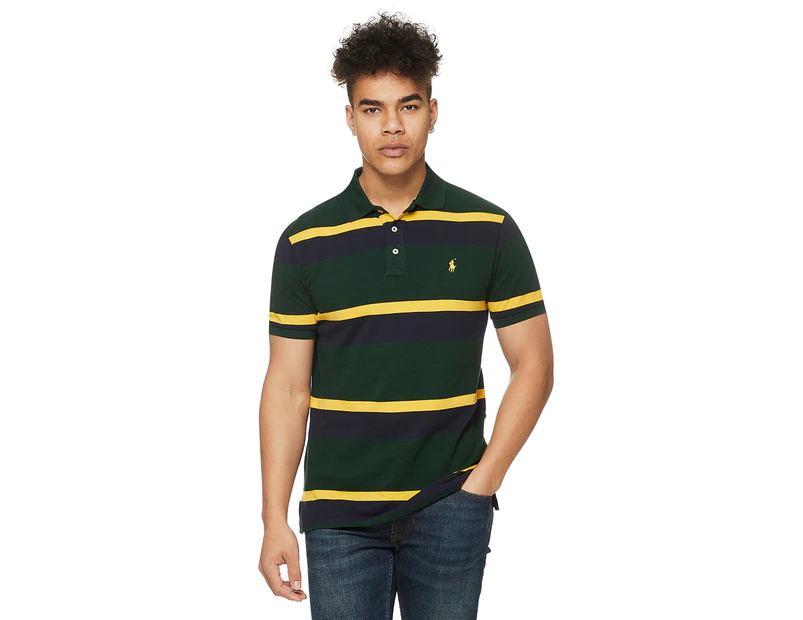 Polo Ralph Lauren Men's Classics Stripe Polo Shirt - College Green/Navy/Yellow