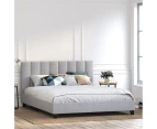Fabric Bed Frame in King, Queen and Double Size (Vertical Lines, Grey)