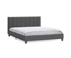 Fabric Bed Frame in King, Queen and Double Size (Vertical Lines, Charcoal)