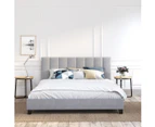 Fabric Bed Frame in King, Queen and Double Size (Vertical Lines, Grey)