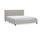 Fabric Bed Frame in King, Queen and Double Size (Vertical Lines, Beige)