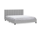 Fabric Bed Frame in King, Queen and Double Size (Vertical Lines, Grey)