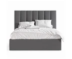 Queen Size Gas Lift Fabric Bed Frame (Celine Collection, Charcoal)