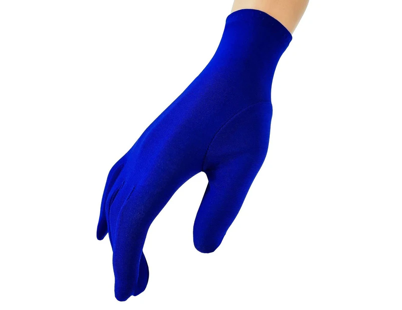 Wrist Length Blue Stretch Fabric Costume Gloves