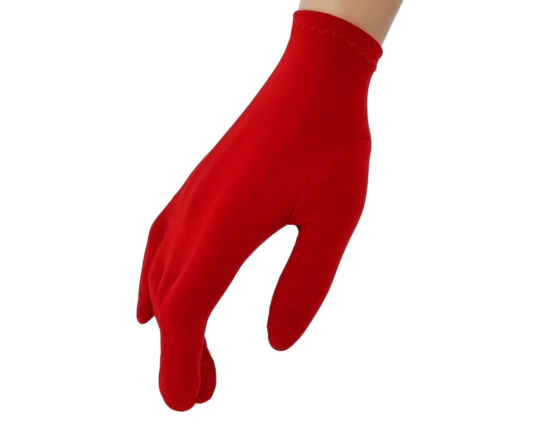 Wrist Length Red Stretch Fabric Costume Gloves - New