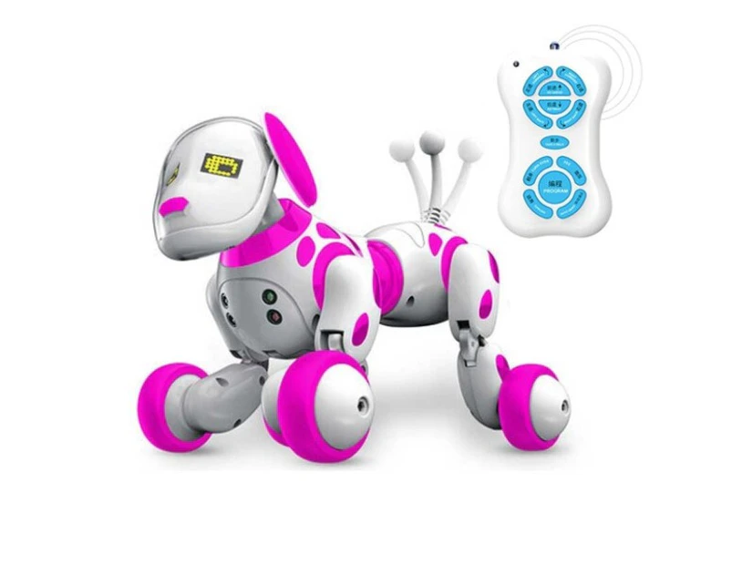 Geniwo Remote Control Smart Robot Dog Programable 2.4G Wireless Kids Toy Intelligent Talking Robot Dog  PINK