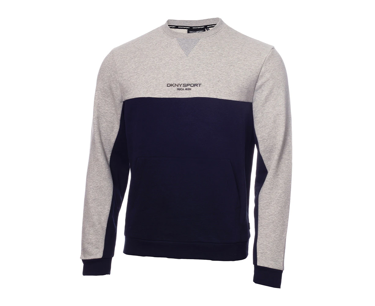 DKNY Sport NYC Colour Block Sweatshirt - Silver Marl/Navy