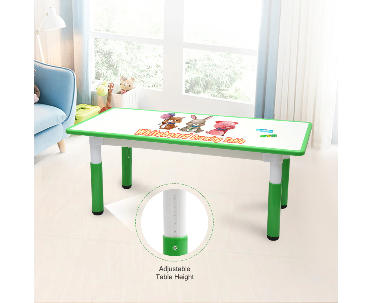 120x60cm Kids Height Adjustable Whiteboard Drawing Table Desk Green